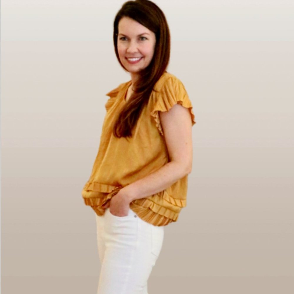 Current Air Los Angeles Ruffle Sleeve Blouse XS, NWT